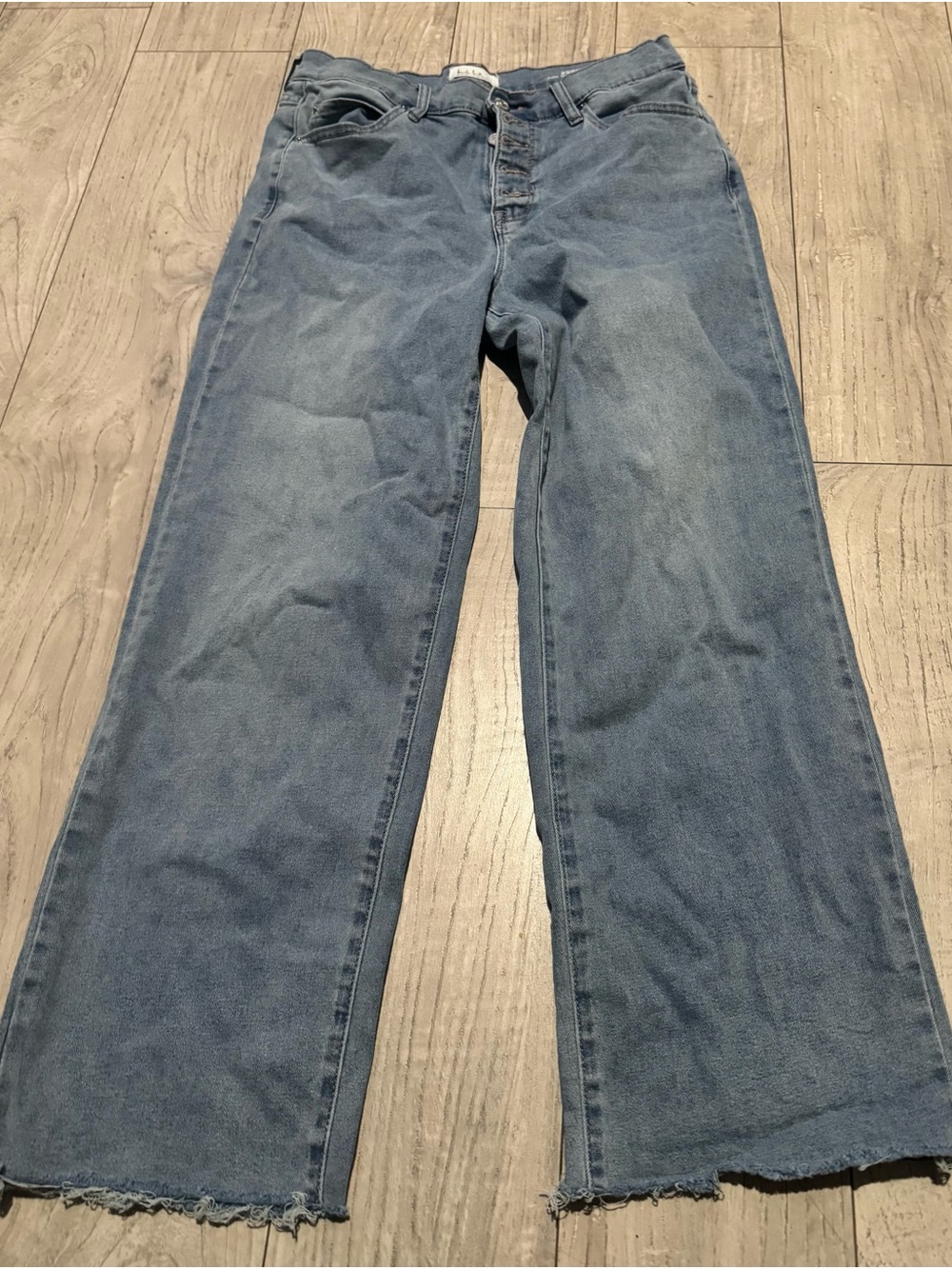 Nicole Miller Wide-Leg Jeans in Washed Blue